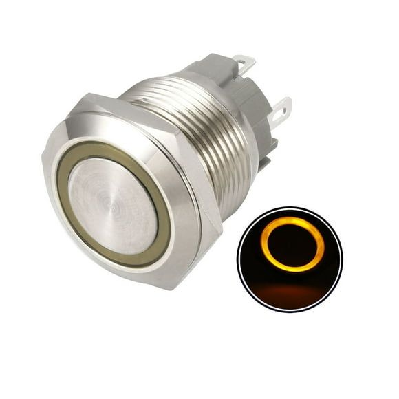Uxcell DC 24V 16mm Light SPDT 5P Locking Push Button Switch Uxcell DC 24V 16mm Light SPDT 5P Locking Push Button Switch